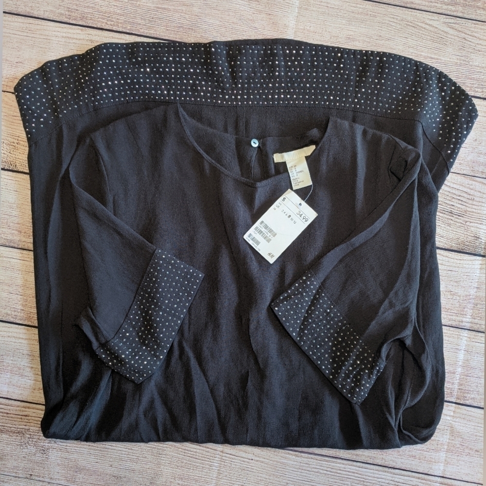 H&M NWT Chocolate Shift dress w/rhinestones Size 8